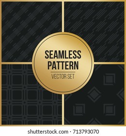 Abstract concept vector monochrome geometric pattern. Dark blue, gold minimal background. Creative illustration template. Seamless stylish texture. For wallpaper, surface, web design, textile, decor