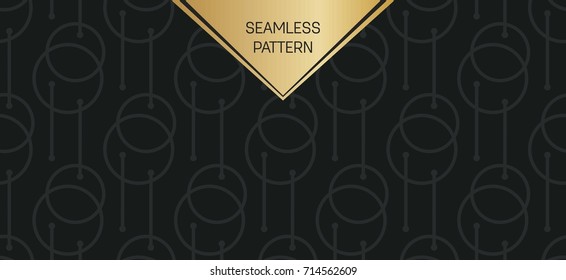 Abstract concept vector monochrome geometric pattern. Dark blue, gold minimal background. Creative illustration template. Seamless stylish texture. For wallpaper, surface, web design, textile, decor