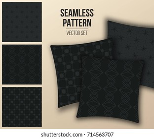 Abstract concept vector monochrome geometric pattern. Dark blue, gold minimal background. Creative illustration template. Seamless stylish texture. For wallpaper, surface, web design, textile, decor