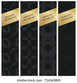 Abstract concept vector monochrome geometric pattern. Dark blue, gold minimal background. Creative illustration template. Seamless stylish texture. For wallpaper, surface, web design, textile, decor