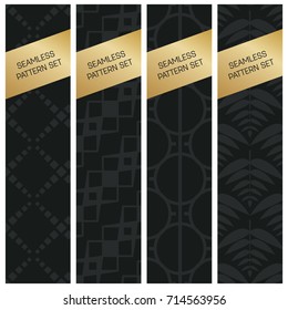 Abstract concept vector monochrome geometric pattern. Dark blue, gold minimal background. Creative illustration template. Seamless stylish texture. For wallpaper, surface, web design, textile, decor