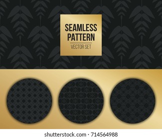 Abstract concept vector monochrome geometric pattern. Dark blue, gold minimal background. Creative illustration template. Seamless stylish texture. For wallpaper, surface, web design, textile, decor