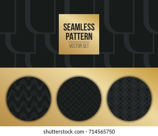 Abstract concept vector monochrome geometric pattern. Dark blue, gold minimal background. Creative illustration template. Seamless stylish texture. For wallpaper, surface, web design, textile, decor