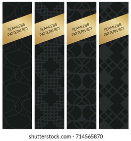 Abstract concept vector monochrome geometric pattern. Dark blue, gold minimal background. Creative illustration template. Seamless stylish texture. For wallpaper, surface, web design, textile, decor