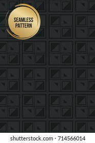 Abstract concept vector monochrome geometric pattern. Dark blue, gold minimal background. Creative illustration template. Seamless stylish texture. For wallpaper, surface, web design, textile, decor