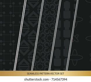 Abstract concept vector monochrome geometric pattern. Dark blue, gold minimal background. Creative illustration template. Seamless stylish texture. For wallpaper, surface, web design, textile, decor