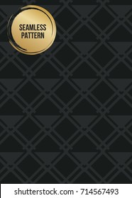 Abstract concept vector monochrome geometric pattern. Dark blue, gold minimal background. Creative illustration template. Seamless stylish texture. For wallpaper, surface, web design, textile, decor