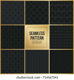 Abstract concept vector monochrome geometric pattern. Dark blue, gold minimal background. Creative illustration template. Seamless stylish texture. For wallpaper, surface, web design, textile, decor