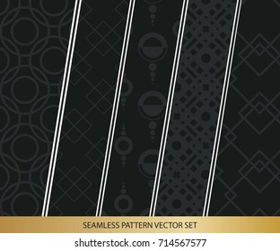 Abstract concept vector monochrome geometric pattern. Dark blue, gold minimal background. Creative illustration template. Seamless stylish texture. For wallpaper, surface, web design, textile, decor