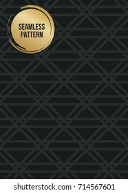 Abstract concept vector monochrome geometric pattern. Dark blue, gold minimal background. Creative illustration template. Seamless stylish texture. For wallpaper, surface, web design, textile, decor