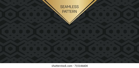 Abstract concept vector monochrome geometric pattern. Dark blue, gold minimal background. Creative illustration template. Seamless stylish texture. For wallpaper, surface, web design, textile, decor
