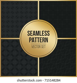 Abstract concept vector monochrome geometric pattern. Dark blue, gold minimal background. Creative illustration template. Seamless stylish texture. For wallpaper, surface, web design, textile, decor