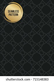 Abstract concept vector monochrome geometric pattern. Dark blue, gold minimal background. Creative illustration template. Seamless stylish texture. For wallpaper, surface, web design, textile, decor