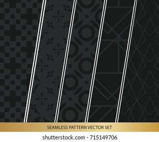 Abstract concept vector monochrome geometric pattern. Dark blue, gold minimal background. Creative illustration template. Seamless stylish texture. For wallpaper, surface, web design, textile, decor