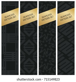 Abstract concept vector monochrome geometric pattern. Dark blue, gold minimal background. Creative illustration template. Seamless stylish texture. For wallpaper, surface, web design, textile, decor