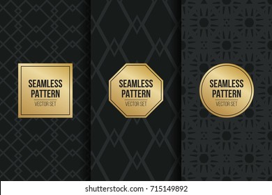 Abstract concept vector monochrome geometric pattern. Dark blue, gold minimal background. Creative illustration template. Seamless stylish texture. For wallpaper, surface, web design, textile, decor