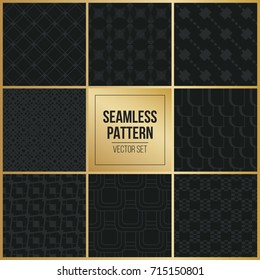 Abstract concept vector monochrome geometric pattern. Dark blue, gold minimal background. Creative illustration template. Seamless stylish texture. For wallpaper, surface, web design, textile, decor