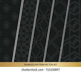 Abstract concept vector monochrome geometric pattern. Dark blue, gold minimal background. Creative illustration template. Seamless stylish texture. For wallpaper, surface, web design, textile, decor