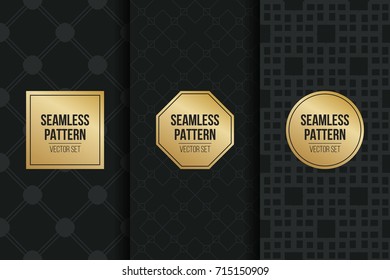 Abstract concept vector monochrome geometric pattern. Dark blue, gold minimal background. Creative illustration template. Seamless stylish texture. For wallpaper, surface, web design, textile, decor