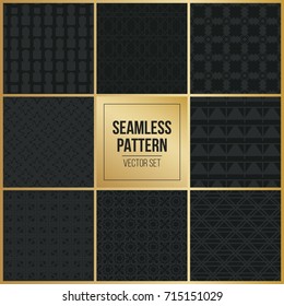 Abstract concept vector monochrome geometric pattern. Dark blue, gold minimal background. Creative illustration template. Seamless stylish texture. For wallpaper, surface, web design, textile, decor