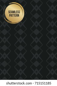 Abstract concept vector monochrome geometric pattern. Dark blue, gold minimal background. Creative illustration template. Seamless stylish texture. For wallpaper, surface, web design, textile, decor