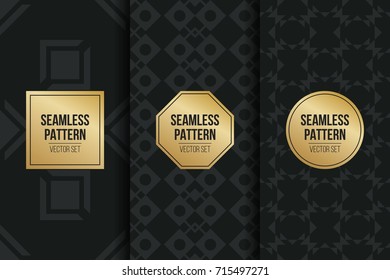Abstract concept vector monochrome geometric pattern. Dark blue, gold minimal background. Creative illustration template. Seamless stylish texture. For wallpaper, surface, web design, textile, decor