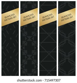 Abstract concept vector monochrome geometric pattern. Dark blue, gold minimal background. Creative illustration template. Seamless stylish texture. For wallpaper, surface, web design, textile, decor