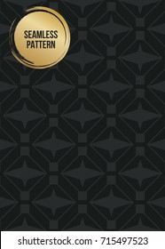 Abstract concept vector monochrome geometric pattern. Dark blue, gold minimal background. Creative illustration template. Seamless stylish texture. For wallpaper, surface, web design, textile, decor