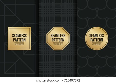 Abstract concept vector monochrome geometric pattern. Dark blue, gold minimal background. Creative illustration template. Seamless stylish texture. For wallpaper, surface, web design, textile, decor