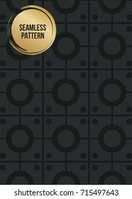 Abstract concept vector monochrome geometric pattern. Dark blue, gold minimal background. Creative illustration template. Seamless stylish texture. For wallpaper, surface, web design, textile, decor