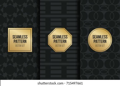 Abstract concept vector monochrome geometric pattern. Dark blue, gold minimal background. Creative illustration template. Seamless stylish texture. For wallpaper, surface, web design, textile, decor