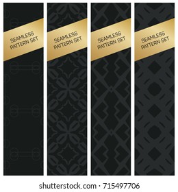 Abstract concept vector monochrome geometric pattern. Dark blue, gold minimal background. Creative illustration template. Seamless stylish texture. For wallpaper, surface, web design, textile, decor