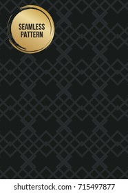 Abstract concept vector monochrome geometric pattern. Dark blue, gold minimal background. Creative illustration template. Seamless stylish texture. For wallpaper, surface, web design, textile, decor