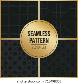 Abstract concept vector monochrome geometric pattern. Dark blue, gold minimal background. Creative illustration template. Seamless stylish texture. For wallpaper, surface, web design, textile, decor