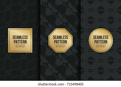 Abstract concept vector monochrome geometric pattern. Dark blue, gold minimal background. Creative illustration template. Seamless stylish texture. For wallpaper, surface, web design, textile, decor