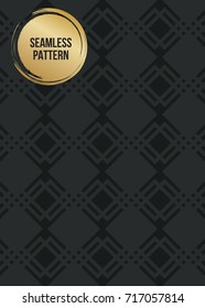 Abstract concept vector monochrome geometric pattern. Dark blue, gold minimal background. Creative illustration template. Seamless stylish texture. For wallpaper, surface, web design, textile, decor