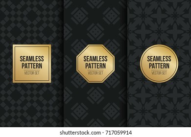 Abstract concept vector monochrome geometric pattern. Dark blue, gold minimal background. Creative illustration template. Seamless stylish texture. For wallpaper, surface, web design, textile, decor