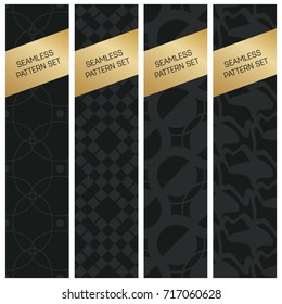 Abstract concept vector monochrome geometric pattern. Dark blue, gold minimal background. Creative illustration template. Seamless stylish texture. For wallpaper, surface, web design, textile, decor