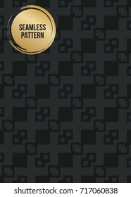 Abstract concept vector monochrome geometric pattern. Dark blue, gold minimal background. Creative illustration template. Seamless stylish texture. For wallpaper, surface, web design, textile, decor