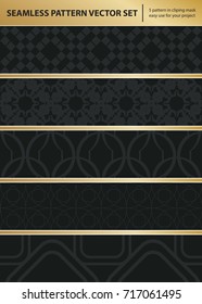 Abstract concept vector monochrome geometric pattern. Dark blue, gold minimal background. Creative illustration template. Seamless stylish texture. For wallpaper, surface, web design, textile, decor