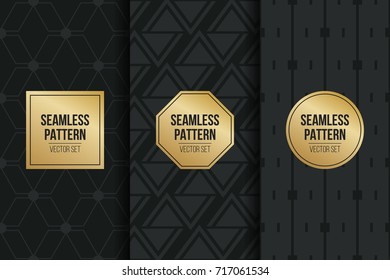 Abstract concept vector monochrome geometric pattern. Dark blue, gold minimal background. Creative illustration template. Seamless stylish texture. For wallpaper, surface, web design, textile, decor