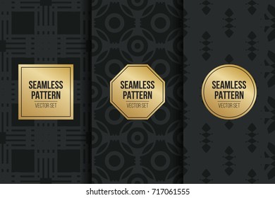 Abstract concept vector monochrome geometric pattern. Dark blue, gold minimal background. Creative illustration template. Seamless stylish texture. For wallpaper, surface, web design, textile, decor