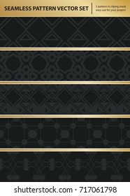 Abstract concept vector monochrome geometric pattern. Dark blue, gold minimal background. Creative illustration template. Seamless stylish texture. For wallpaper, surface, web design, textile, decor