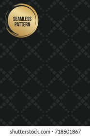 Abstract concept vector monochrome geometric pattern. Dark blue, gold minimal background. Creative illustration template. Seamless stylish texture. For wallpaper, surface, web design, textile, decor