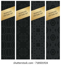 Abstract concept vector monochrome geometric pattern. Dark blue, gold minimal background. Creative illustration template. Seamless stylish texture. For wallpaper, surface, web design, textile, decor