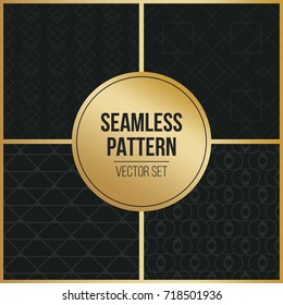 Abstract concept vector monochrome geometric pattern. Dark blue, gold minimal background. Creative illustration template. Seamless stylish texture. For wallpaper, surface, web design, textile, decor