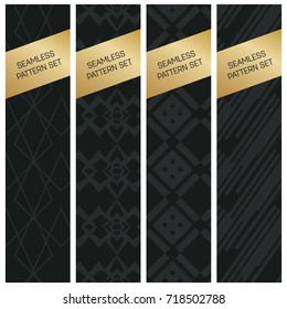Abstract concept vector monochrome geometric pattern. Dark blue, gold minimal background. Creative illustration template. Seamless stylish texture. For wallpaper, surface, web design, textile, decor