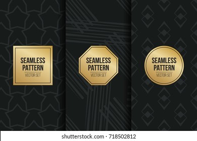 Abstract concept vector monochrome geometric pattern. Dark blue, gold minimal background. Creative illustration template. Seamless stylish texture. For wallpaper, surface, web design, textile, decor