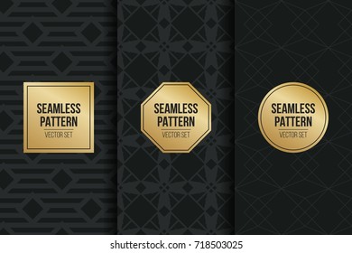 Abstract concept vector monochrome geometric pattern. Dark blue, gold minimal background. Creative illustration template. Seamless stylish texture. For wallpaper, surface, web design, textile, decor