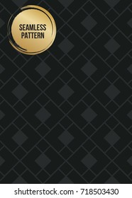 Abstract concept vector monochrome geometric pattern. Dark blue, gold minimal background. Creative illustration template. Seamless stylish texture. For wallpaper, surface, web design, textile, decor